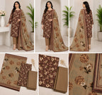Luxury 3-Piece Slub Dorya Printed Suit | Matching Dupatta & Plain Dyed Trouser