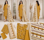 Luxury 3-Piece Slub Dorya Printed Suit | Matching Dupatta & Plain Dyed Trouser