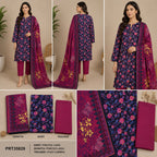Luxury 3-Piece Slub Dorya Printed Suit | Matching Dupatta & Plain Dyed Trouser